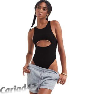 For Love and Lemons Black Rib Keyhole Bodysuit Medium .. NWT